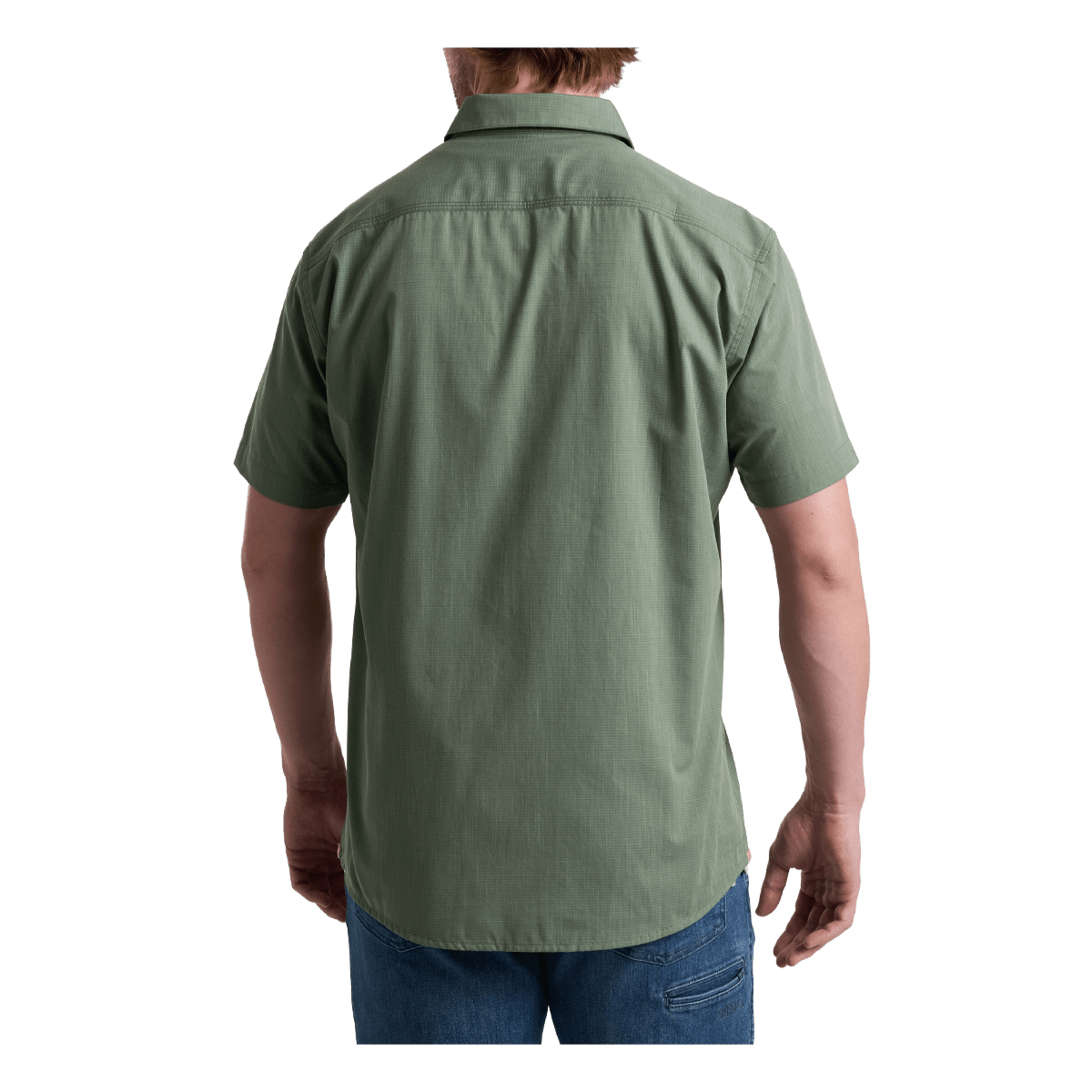 KUHL KARIB STRIPE SHORT SLEEVE SHIRT - SLATE GREEN - BACK VIEW