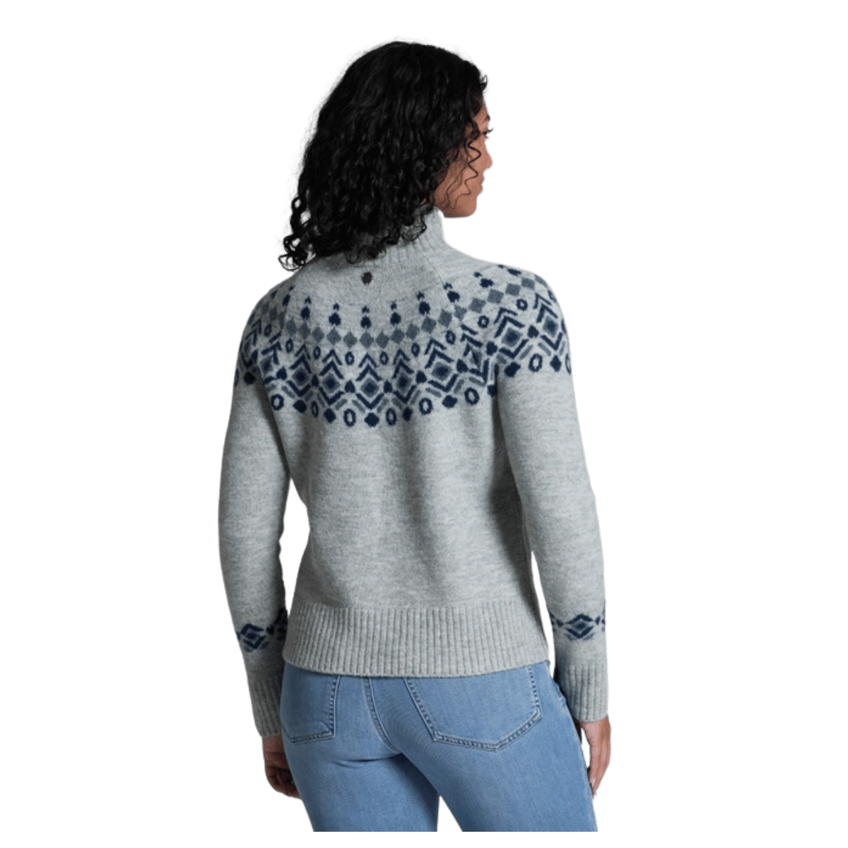 KUHL WOMEN'S ALPINA SWEATER MERINO WOOL - ASH - BACK VIEW