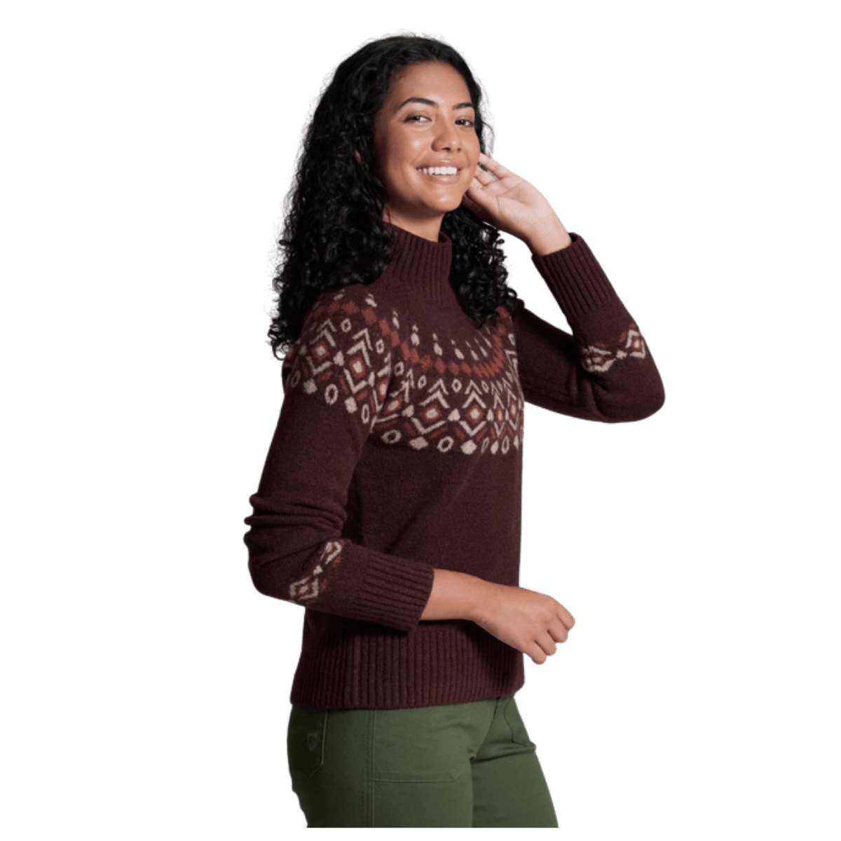 KUHL WOMEN'S ALPINA SWEATER MERINO WOOL - RAISIN - SIDE VIEW