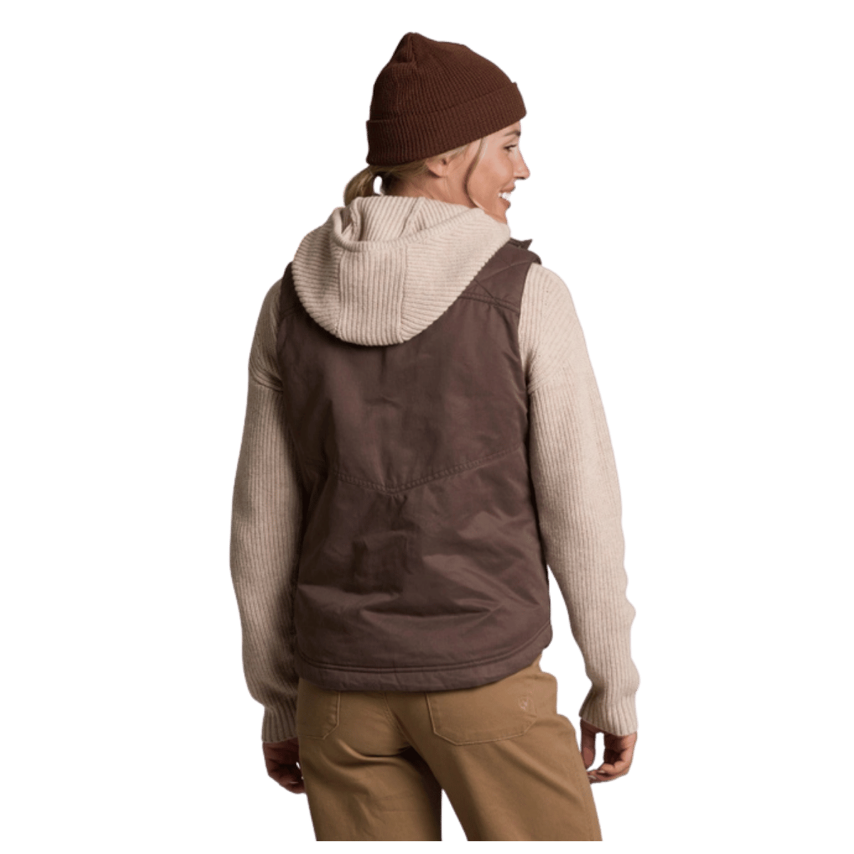 KUHL WOMEN'S CELESTE LINED VEST - COFFEE - BACK VIEW