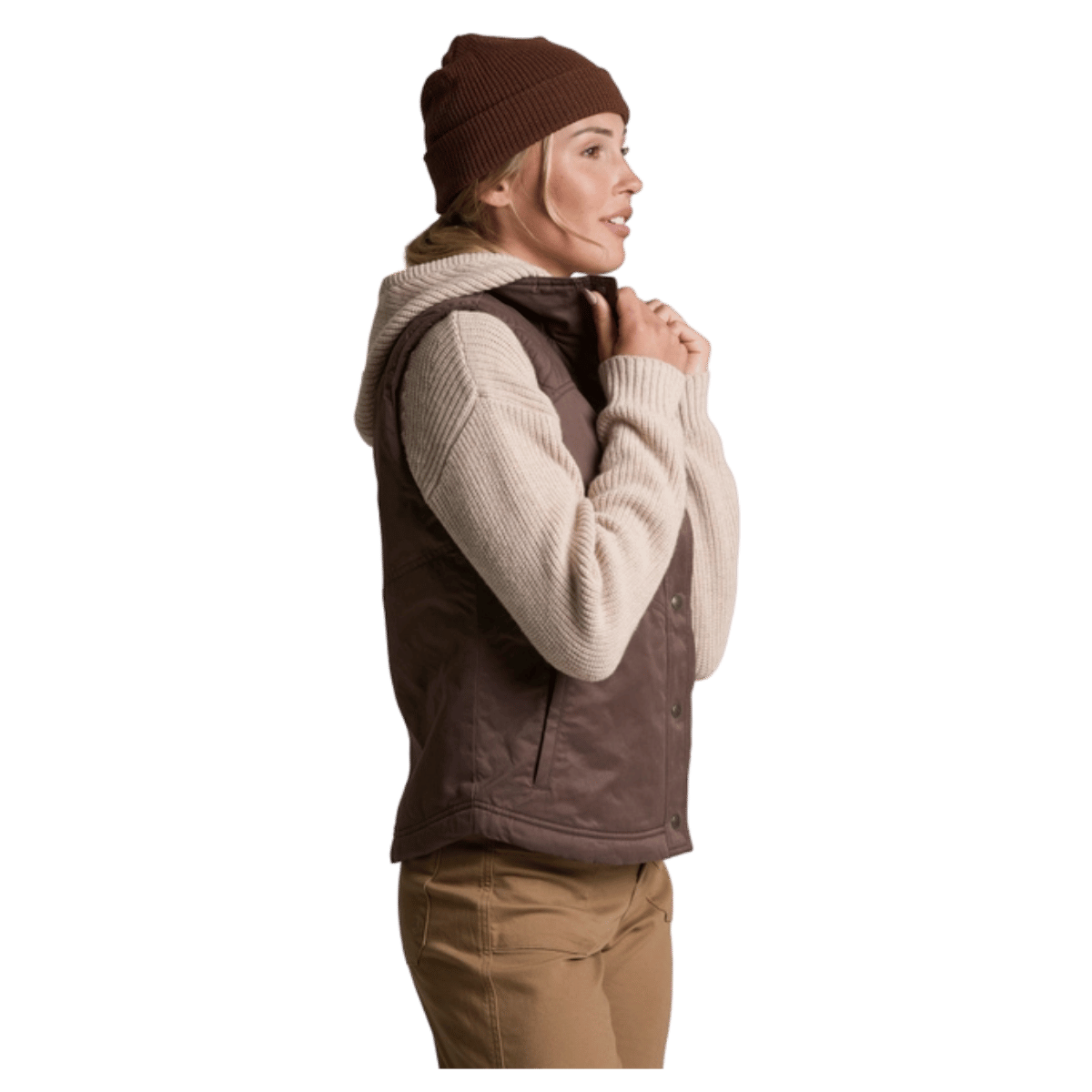 KUHL WOMEN'S CELESTE LINED VEST - COFFEE - SIDE VIEW