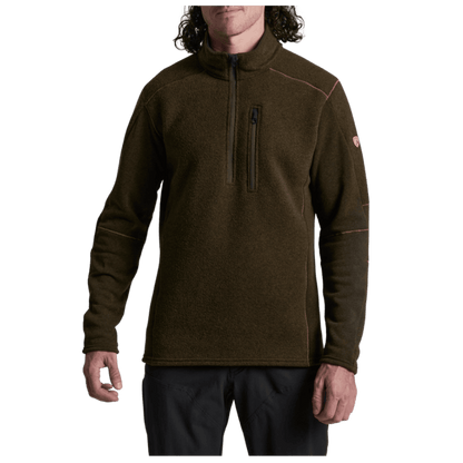KUHL MEN'S INTERCEPTR 1/4 ZIP SWEATER JACKET - DARK ROAST - FRONT VIEW WW