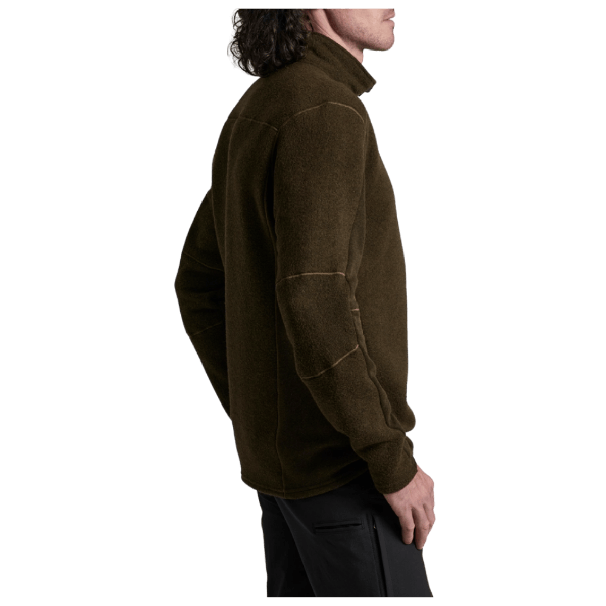KUHL MEN'S INTERCEPTR 1/4 ZIP SWEATER JACKET - DARK ROAST - SIDE VIEW WW
