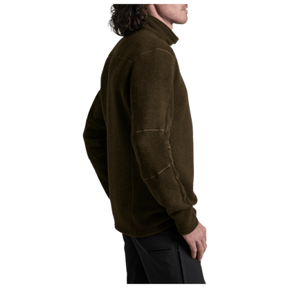 KUHL MEN'S INTERCEPTR 1/4 ZIP SWEATER JACKET - DARK ROAST - SIDE VIEW WW