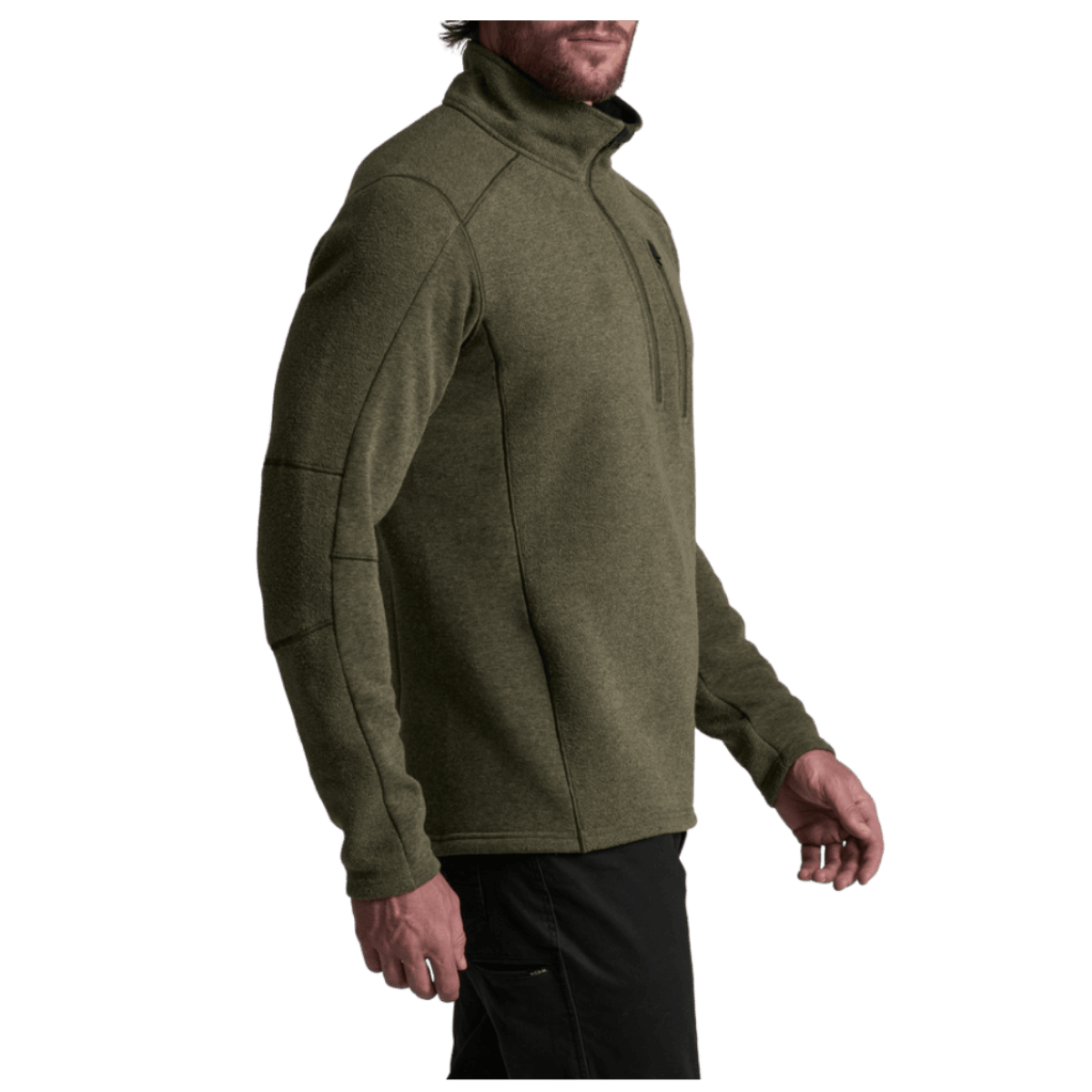 KUHL MEN'S INTERCEPTR 1/4 ZIP SWEATER JACKET - MOSS STONE - SIDE VIEW WW