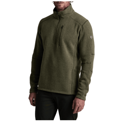 KUHL MEN'S INTERCEPTR 1/4 ZIP SWEATER JACKET - MOSS STONE - FRONT VIEW WW