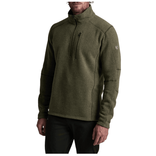 KUHL MEN'S INTERCEPTR 1/4 ZIP SWEATER JACKET - MOSS STONE - FRONT VIEW WW