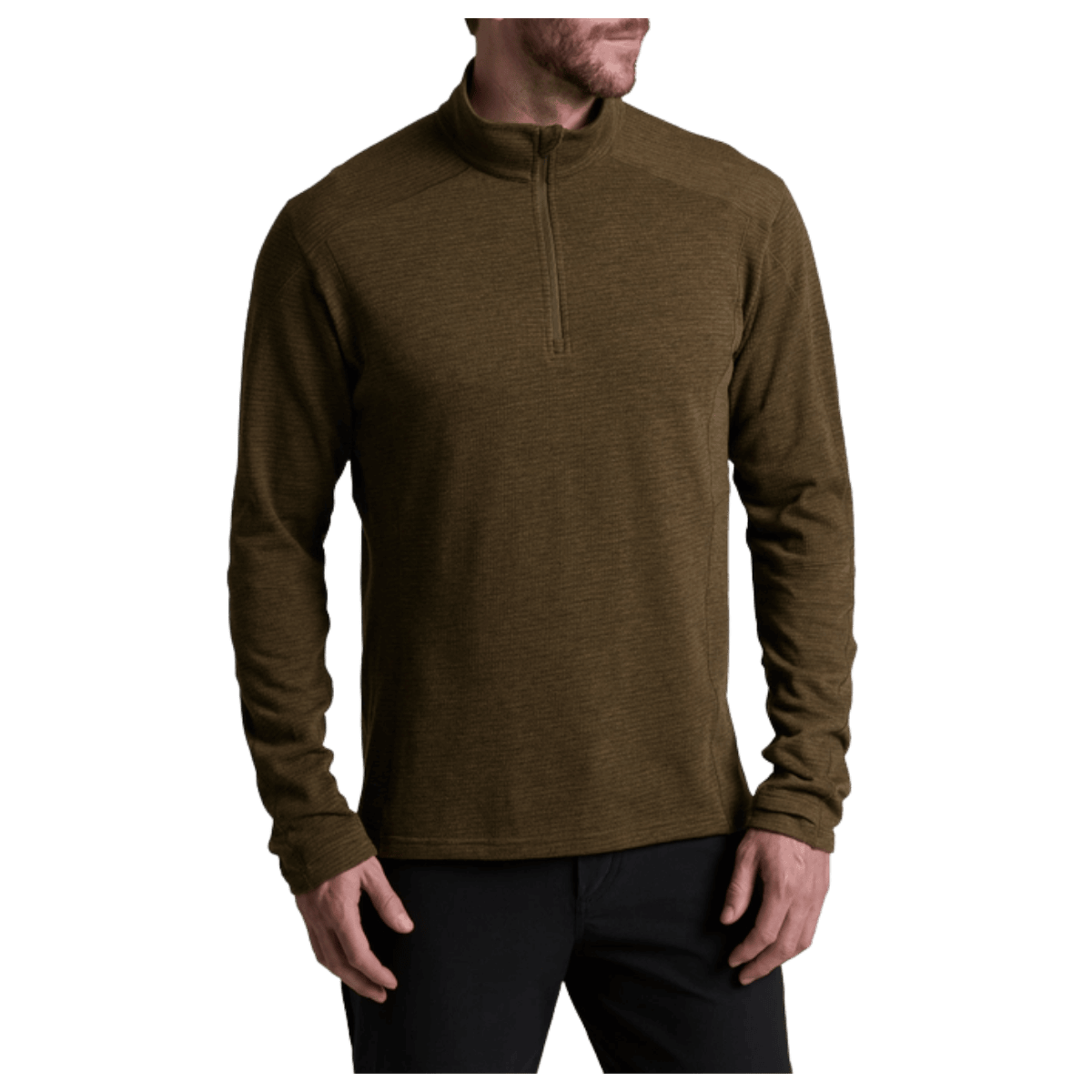 KUHL MEN'S REACTIV LITE GRID 1/4 ZIP PREMIUM GRAPHENE - KANTEEN - FRONT VIEW WW