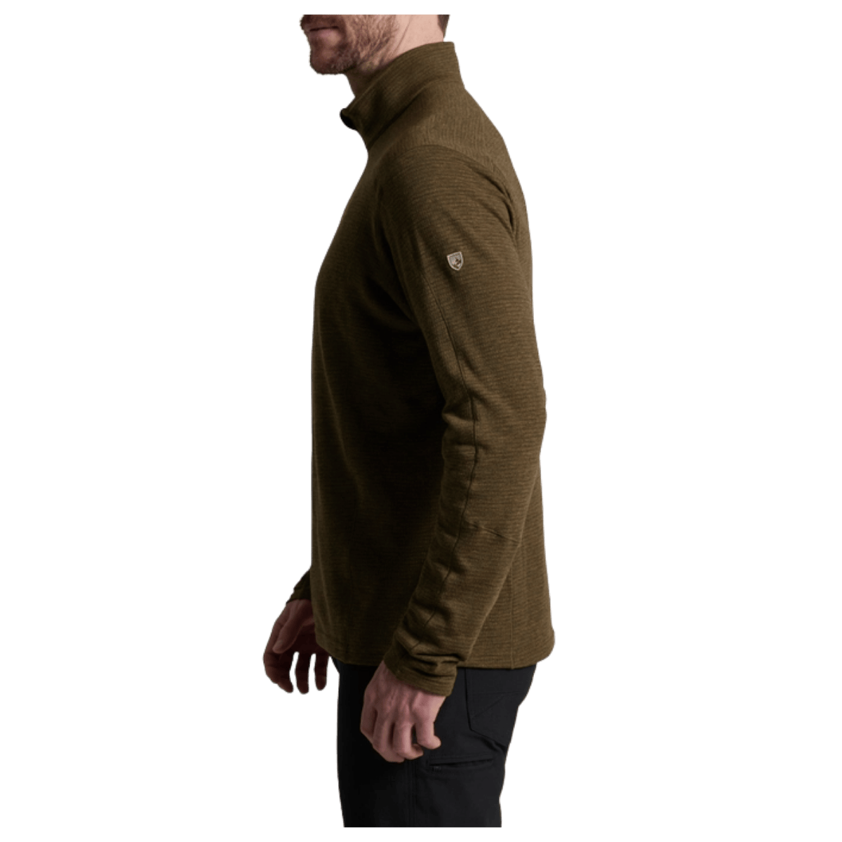 KUHL MEN'S REACTIV LITE GRID 1/4 ZIP PREMIUM GRAPHENE - KANTEEN - SIDE VIEW WW