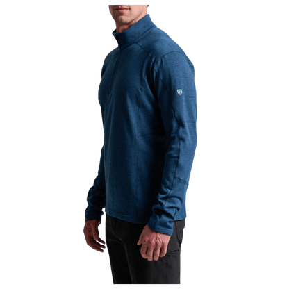 KUHL MEN'S REACTIV LITE GRID 1/4 ZIP PREMIUM GRAPHENE - MIDNIGHT - SIDE VIEW WW