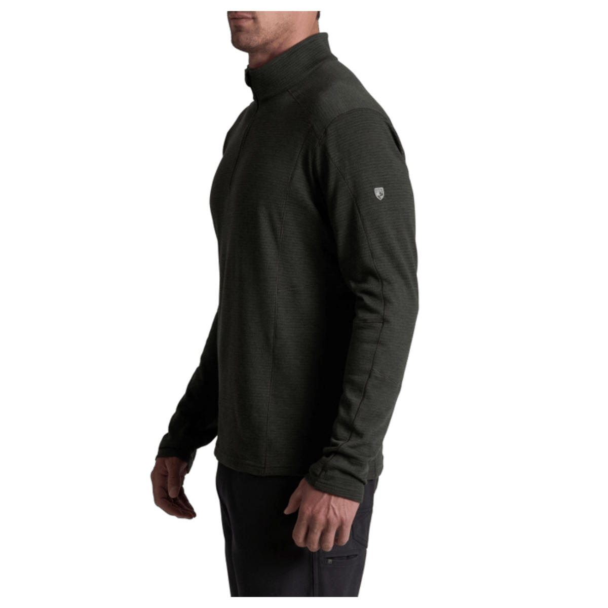 KUHL MEN'S REACTIV LITE GRID 1/4 ZIP PREMIUM GRAPHENE - ONYX - SIDE VIEW WW