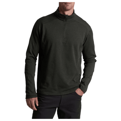 KUHL MEN'S REACTIV LITE GRID 1/4 ZIP PREMIUM GRAPHENE - ONYX - FRONT VIEW WW