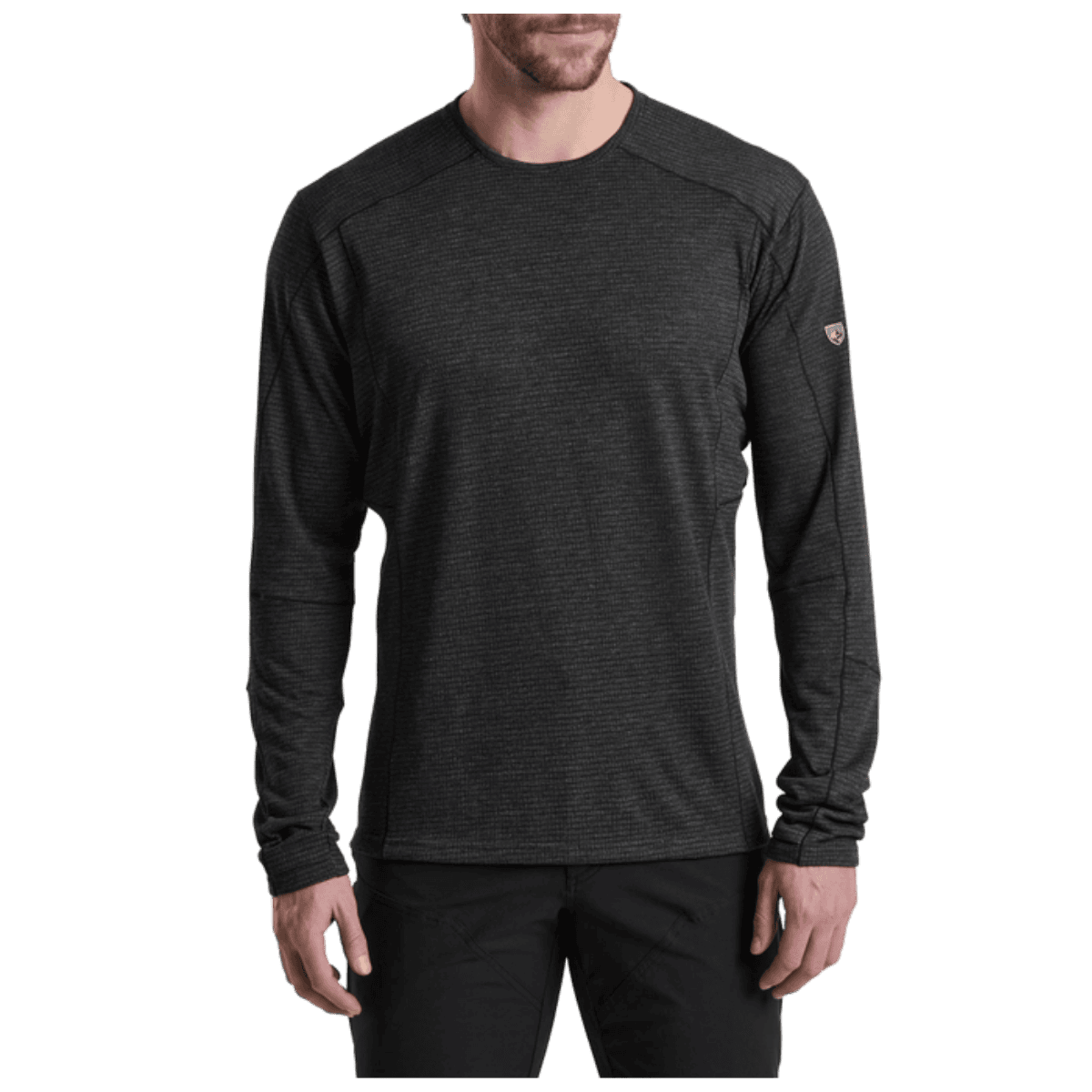 KUHL MEN'S REACTIV LITE GRID CREW PREMIUM GRAPHENE - CARBON - FRONT VIEW WW