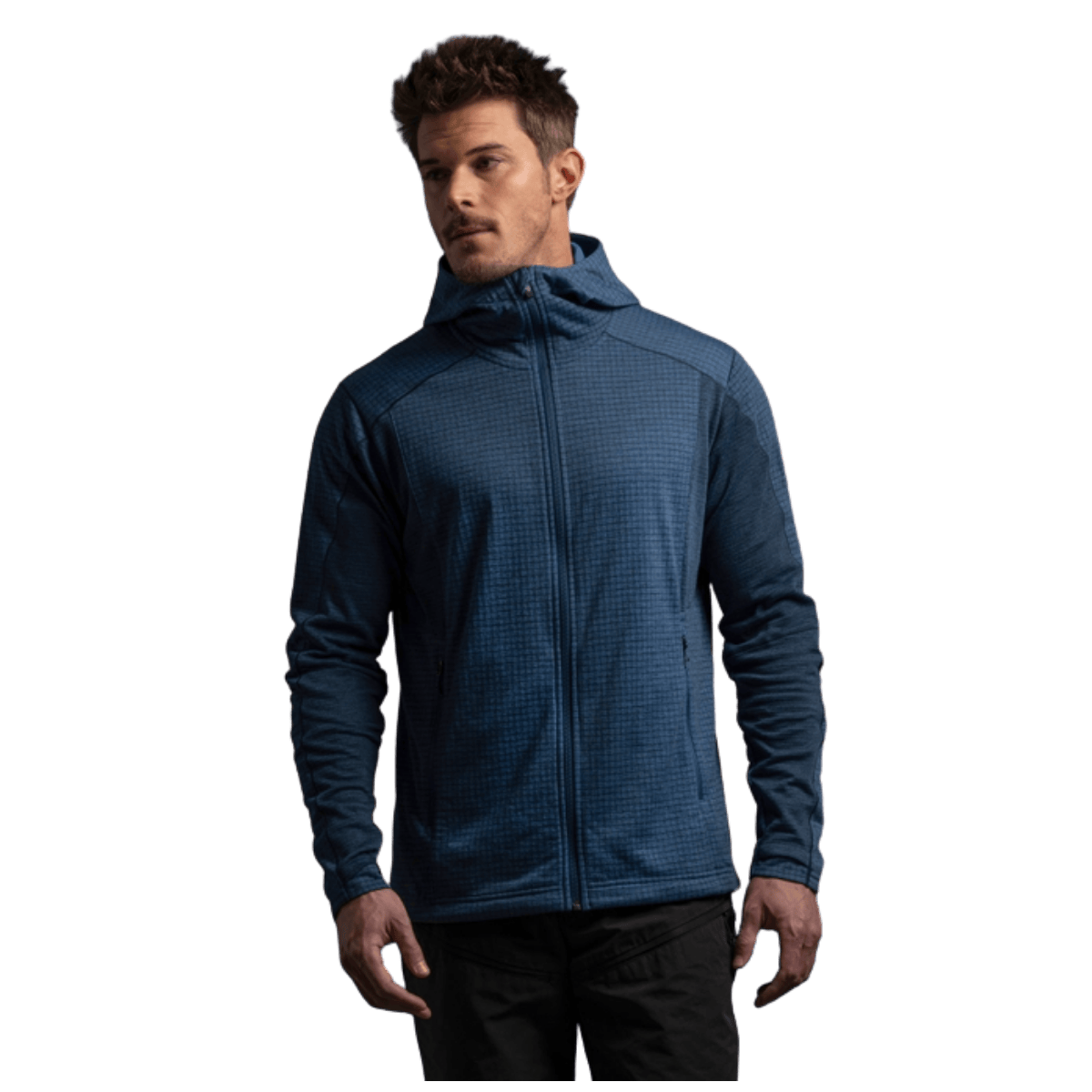 KUHL MEN'S REACTIV GRID FULL ZIP HOODY - MIDNIGHT - FRONT VIEW WW