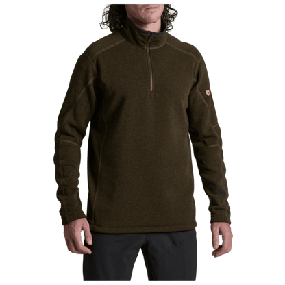 KUHL MEN'S REVEL 1/4 ZIP WINTER FLEECE - DARK ROAST -  FRONT VIEW WW
