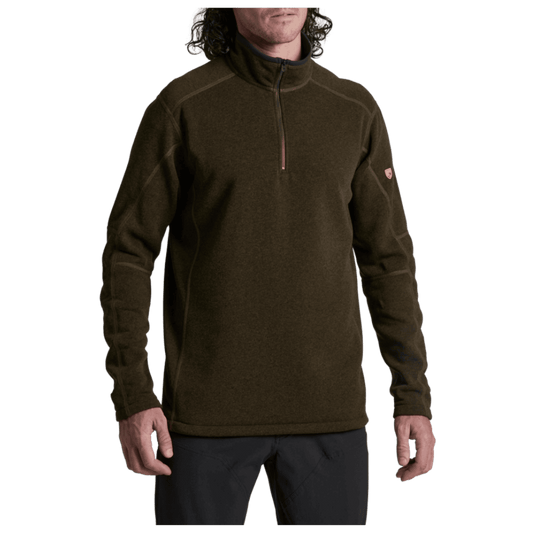 KUHL MEN'S REVEL 1/4 ZIP WINTER FLEECE - DARK ROAST -  FRONT VIEW WW