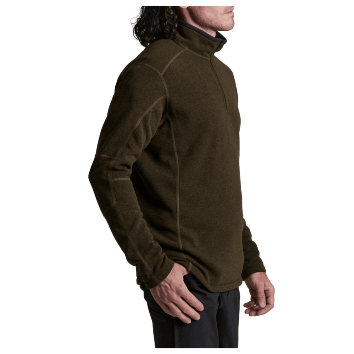 KUHL MEN'S REVEL 1/4 ZIP WINTER FLEECE - DARK ROAST - SIDE VIEW WW