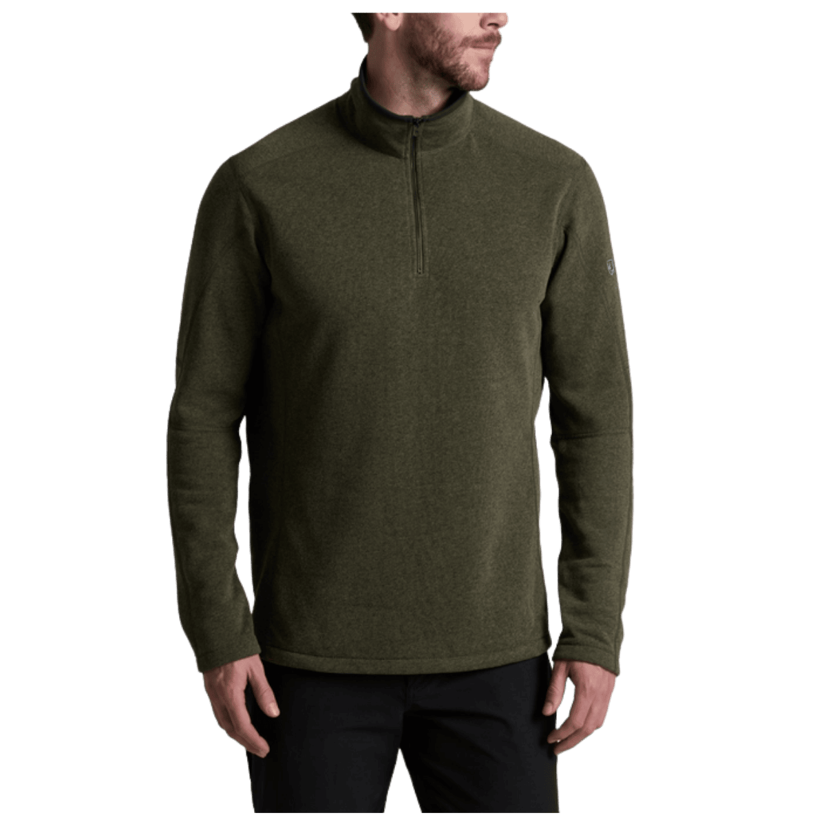 KUHL MEN'S REVEL 1/4 ZIP WINTER FLEECE - MOSS STONE - FRONT VIEW WW