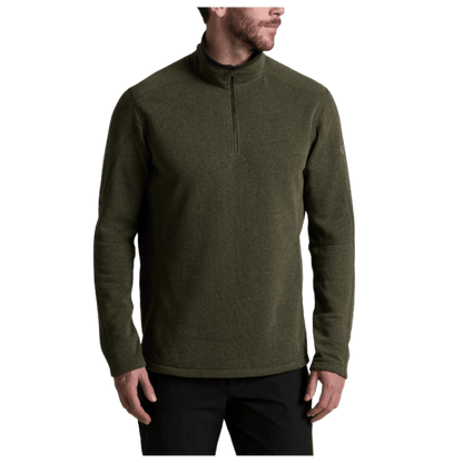 KUHL MEN'S REVEL 1/4 ZIP WINTER FLEECE - MOSS STONE - FRONT VIEW WW