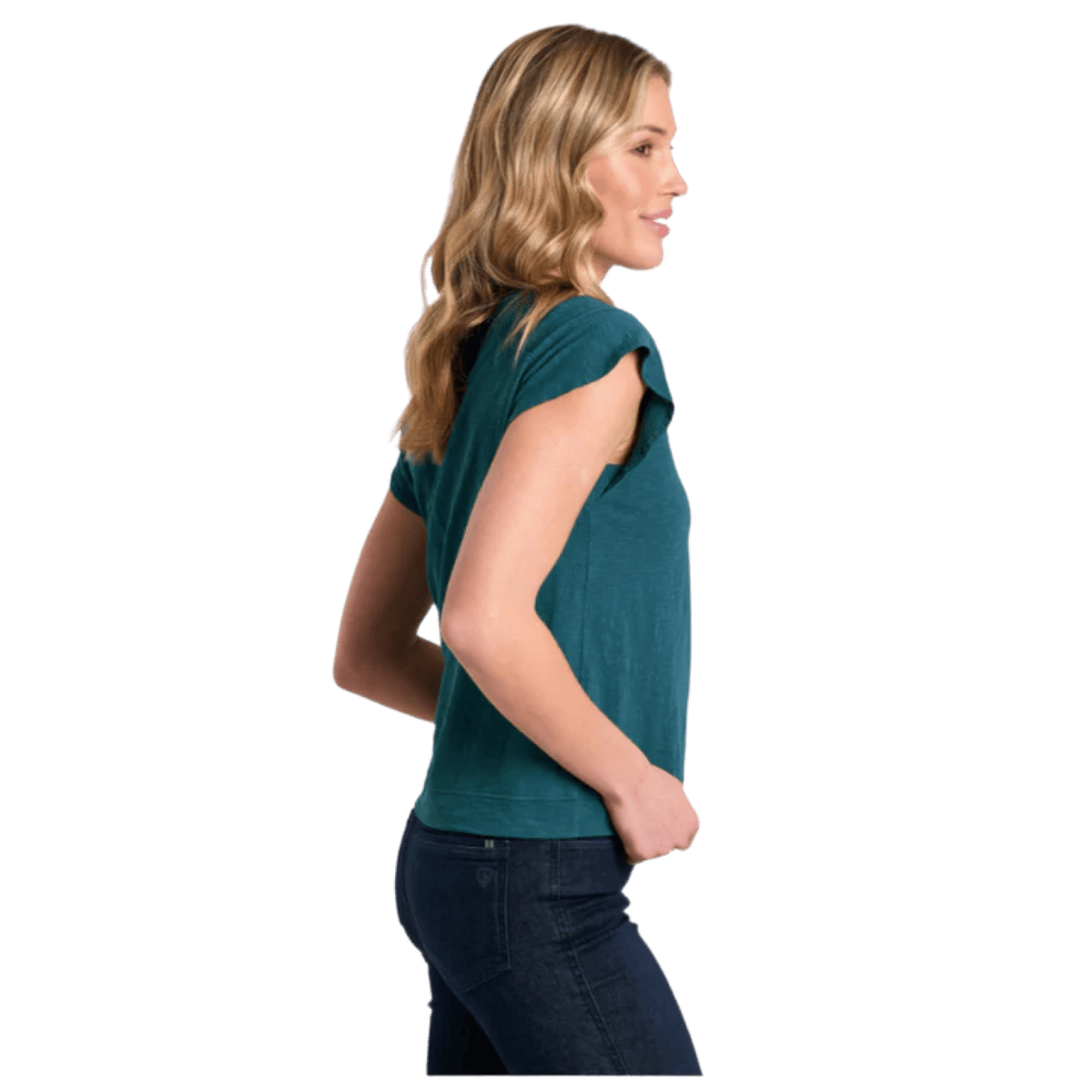 KUHL WOMEN'S SHILO ORGANIC COTTON SHORT SLEEVE - EVERGLADE - SIDE VIEW WW