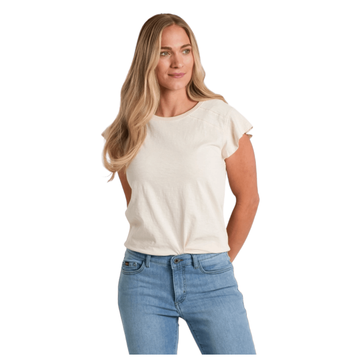 KUHL WOMEN'S SHILO ORGANIC COTTON SHORT SLEEVE - IVORY - FRONT VIEW WW