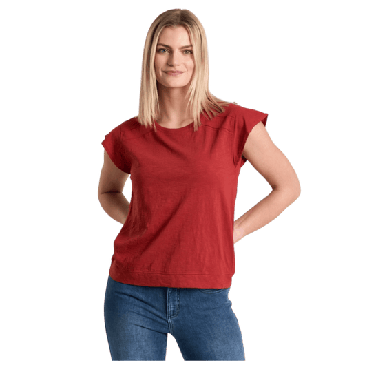 KUHL WOMEN'S SHILO ORGANIC COTTON SHORT SLEEVE - SCARLET - FRONT VIEW WW