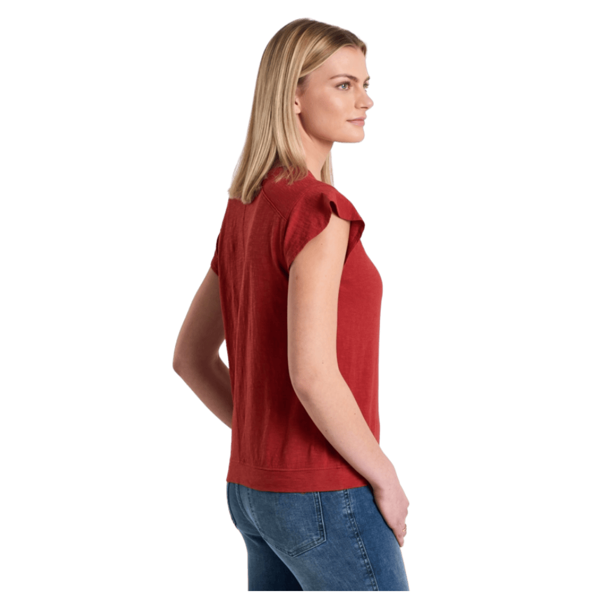 KUHL WOMEN'S SHILO ORGANIC COTTON SHORT SLEEVE - SCARLET - SIDE VIEW WW