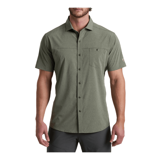 KUHL OPTIMIZR SHORT SLEEVE SHIRT - PEWTER GREEN - FRONT VIEW