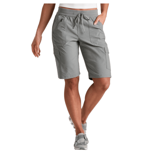 KUHL WOMEN'S TREKR PULL ON CARGO SHRT 11" W/ UPF 50+ - STONE - FRONT VIEW