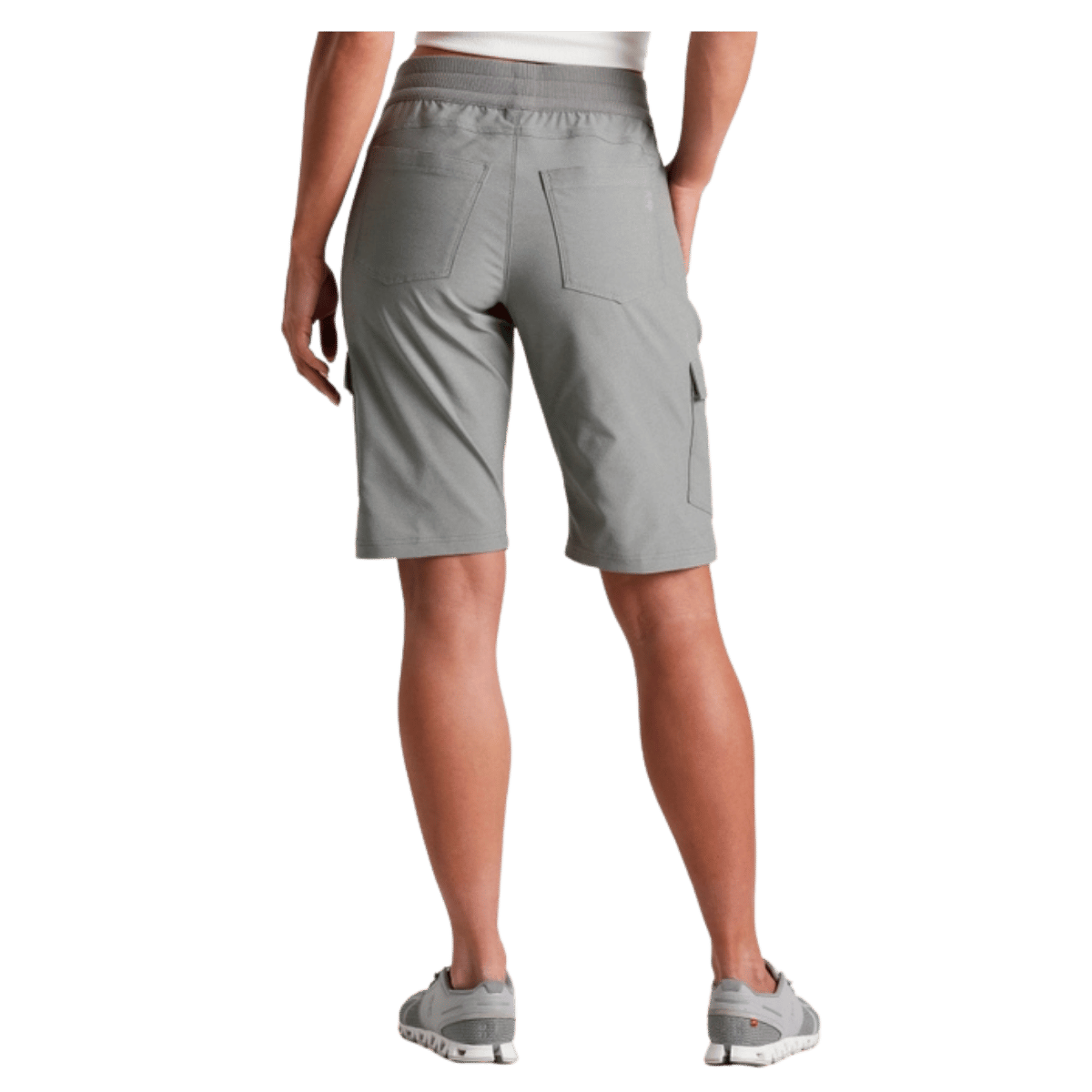 KUHL WOMEN'S TREKR PULL ON CARGO SHRT 11" W/ UPF 50+ - STONE - BACK VIEW