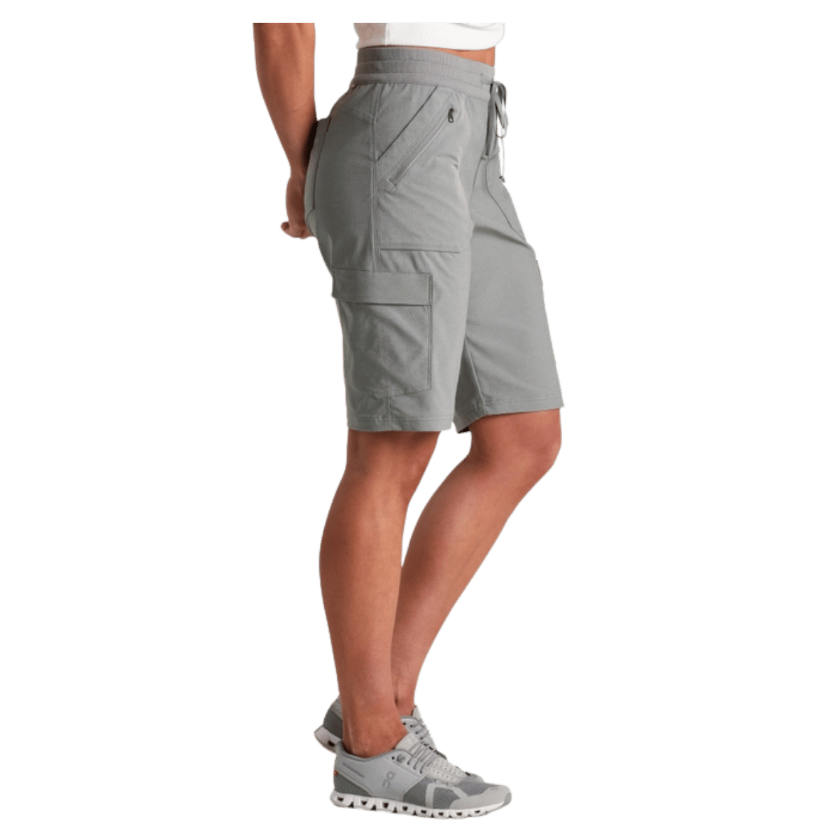 KUHL WOMEN'S TREKR PULL ON CARGO SHRT 11" W/ UPF 50+ - STONE - SIDE VIEW