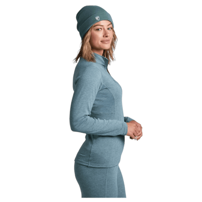 KUHL WOMEN'S REACTIV LITE GRID 1/4 ZIP PREMIUM GRAPHENE - MINERAL BLUE - SIDE VIEW WW