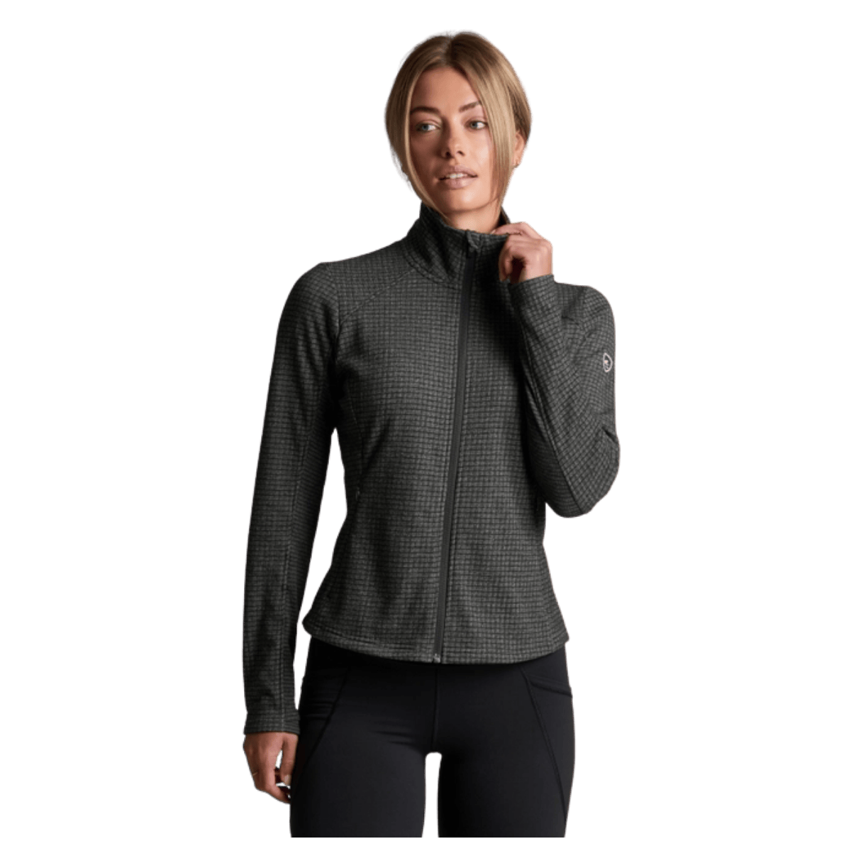 KUHL WOMEN'S REACTIV GRID FLEECE FULL ZIP - CARBON - FRONT VIEW WW