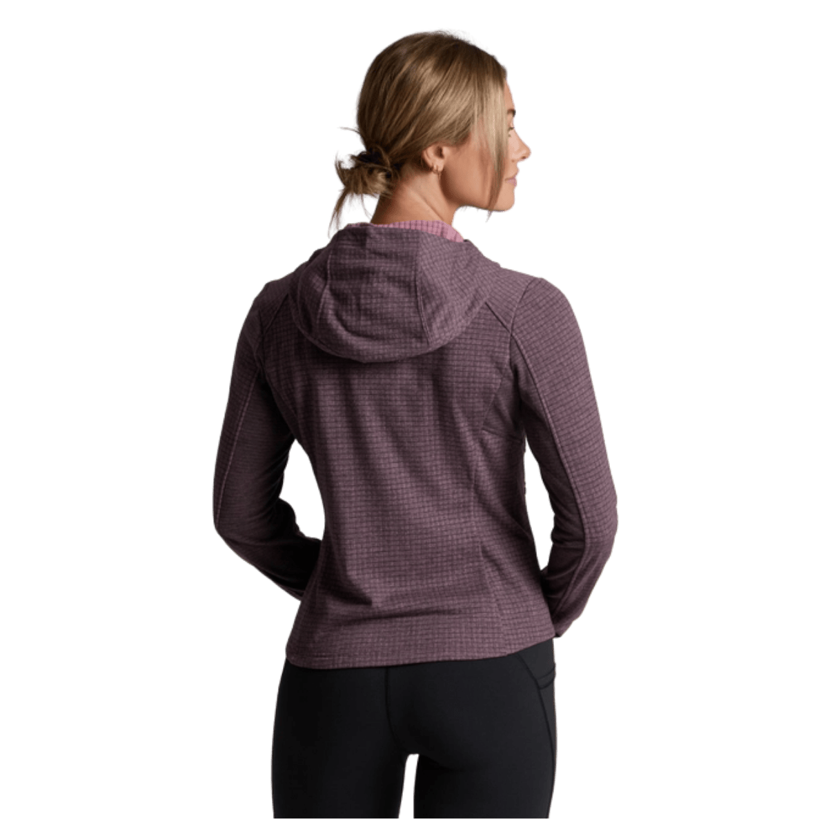 KUHL WOMEN'S REACTIV GRID FULL ZIP FLEECE HOODY - WINTER BERRY - BACK VIEW WW