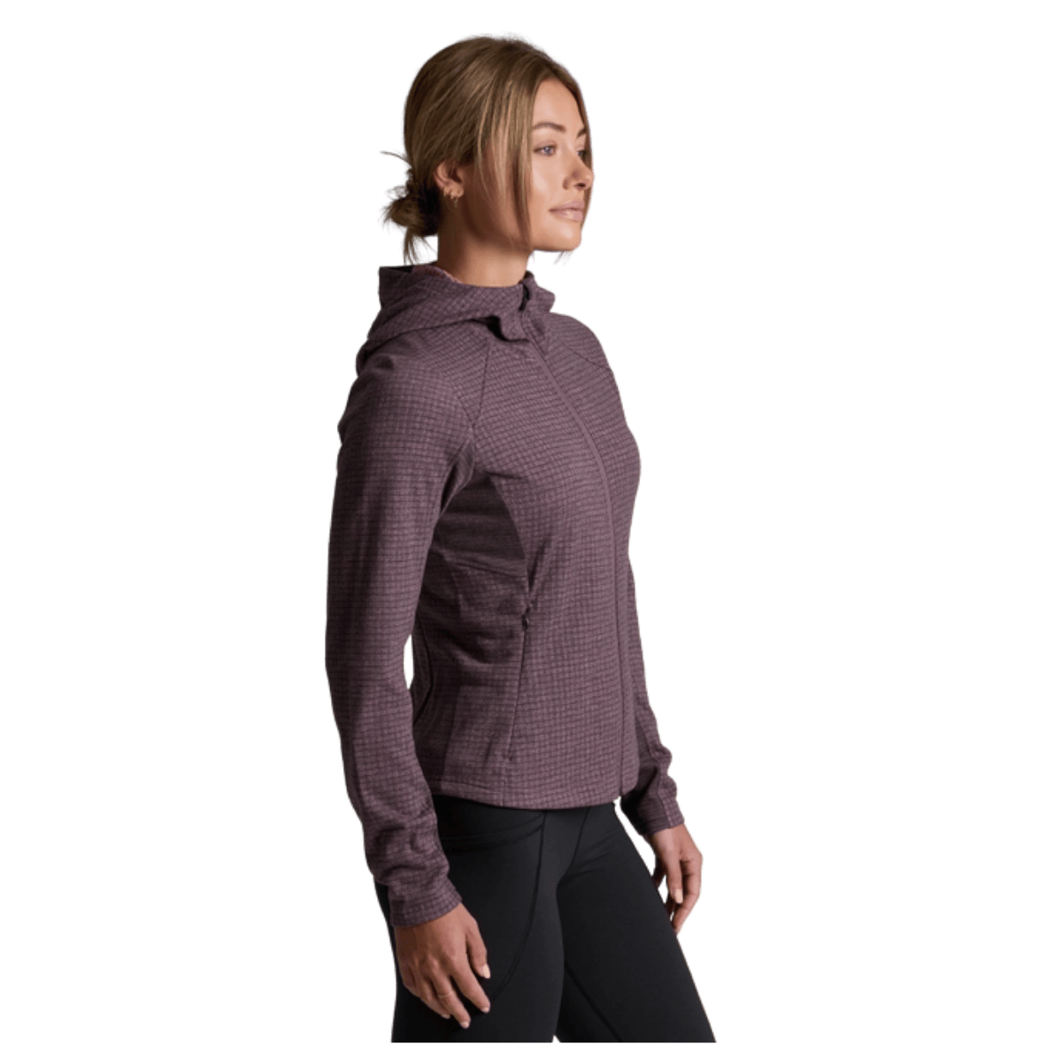 KUHL WOMEN'S REACTIV GRID FULL ZIP FLEECE HOODY - WINTER BERRY - SIDE VIEW WW