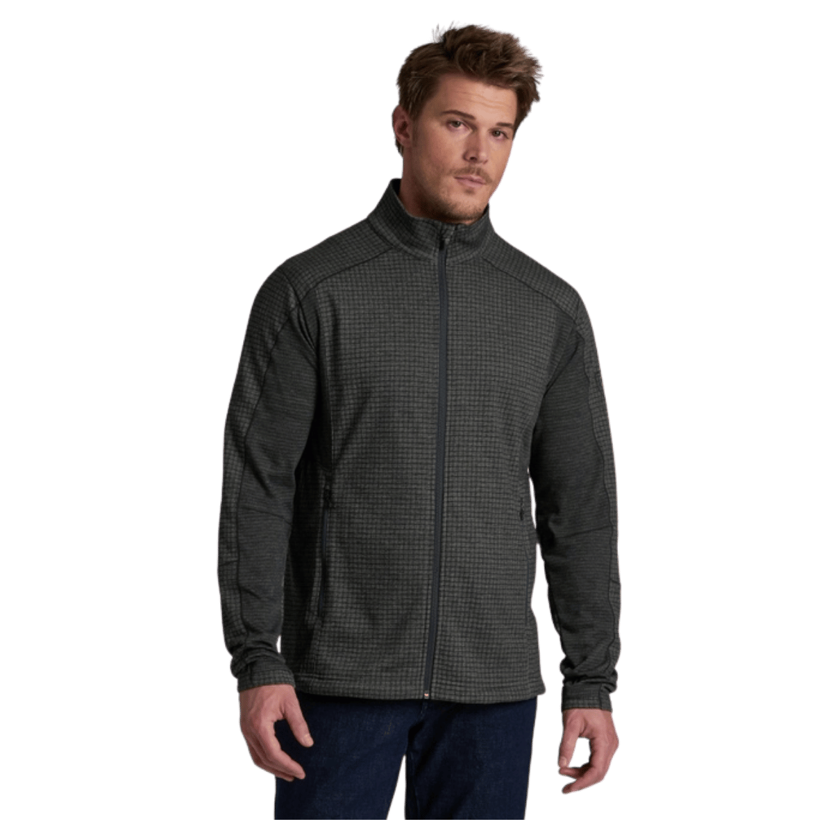 KUHL MEN'S REACTIV GRID FULL ZIP GRAPHENE FLEECE - CARBON - FRONT VIEW