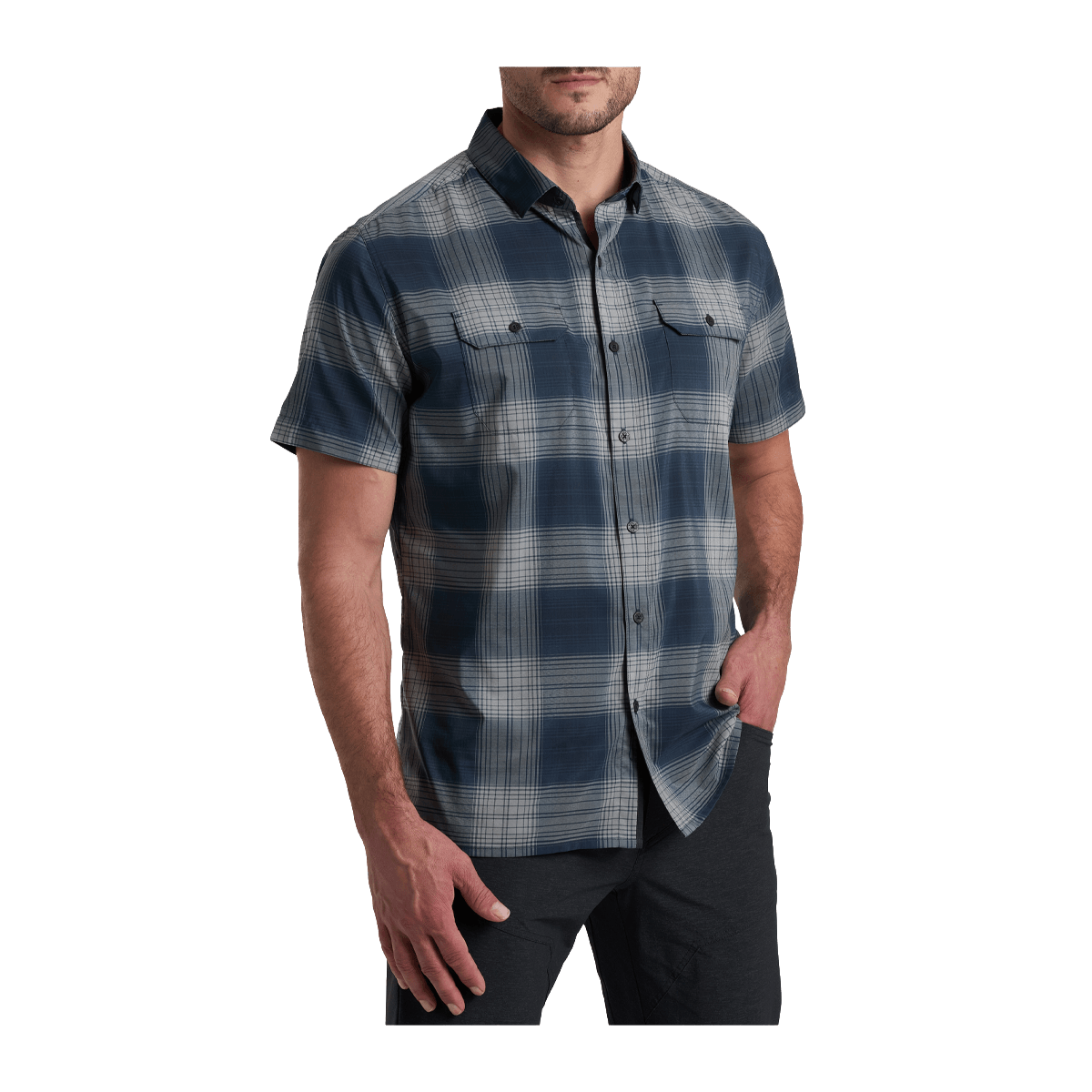KUHL RESPONSE SHORT SLEEVE SHIRT - MIDNIGHT TIDE - FRONT VIEW