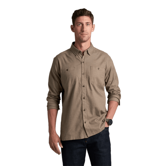 KUHL REVOLVR FLANNEL LONG SLEEVE- DEREST TAUPE
