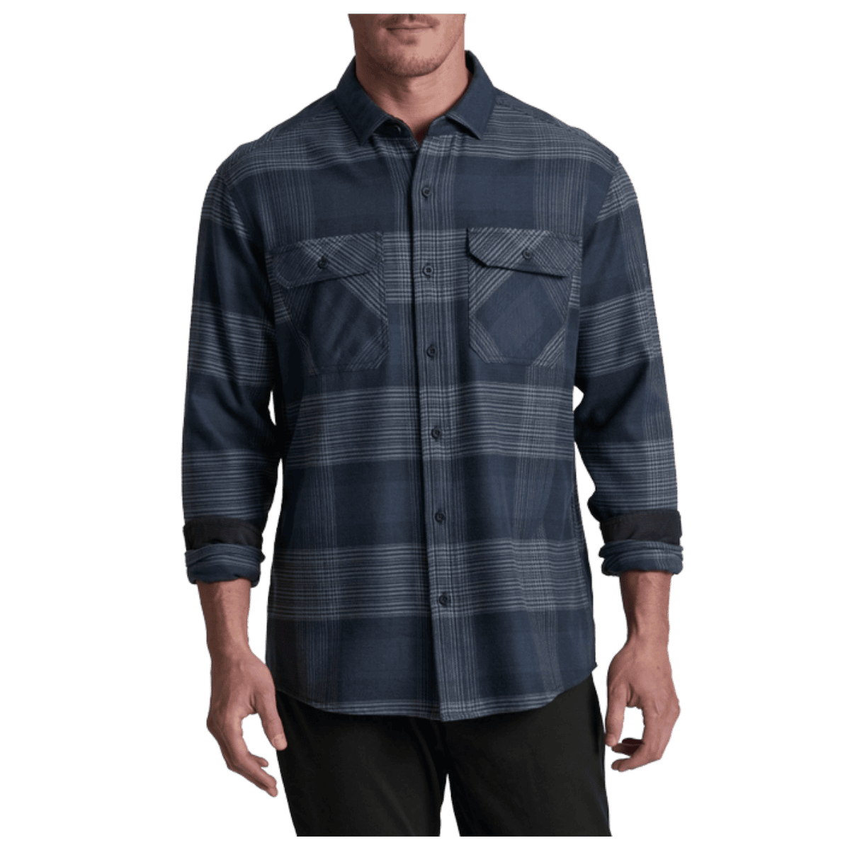 KUHL MEN'S RYDR FLANNEL LONG SLEEVE - BLUE LAGOON - FRONT VIEW WW