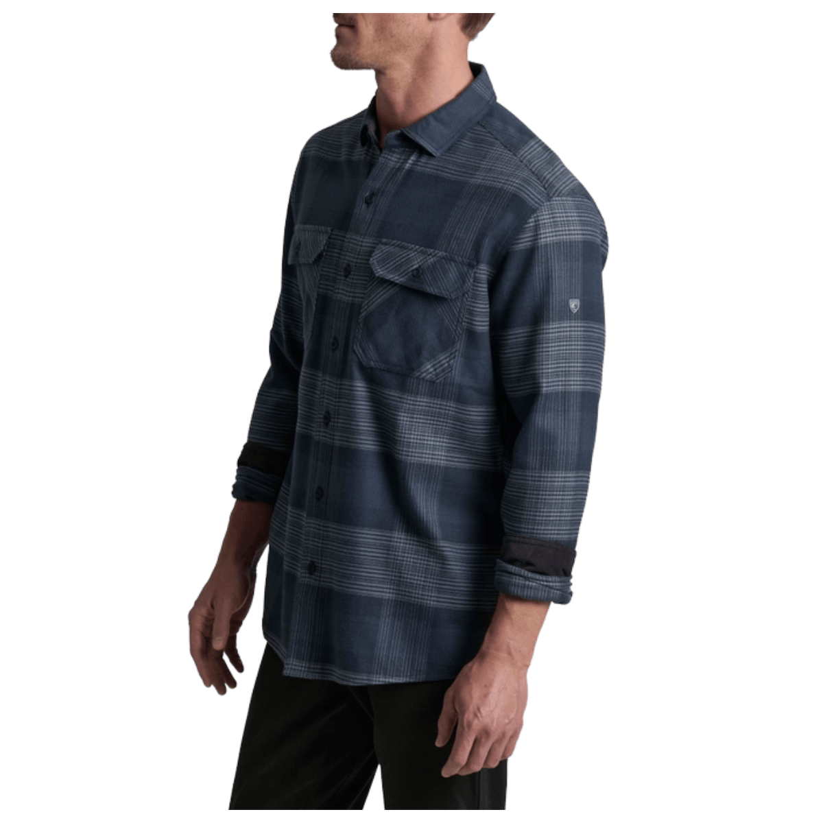 KUHL MEN'S RYDR FLANNEL LONG SLEEVE - BLUE LAGOON - SIDE VIEW WW