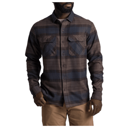 KUHL MEN'S RYDR FLANNEL LONG SLEEVE - DARK ROAST - FRONT VIEW WW