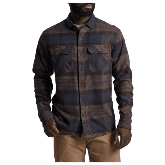 KUHL MEN'S RYDR FLANNEL LONG SLEEVE - DARK ROAST - FRONT VIEW WW