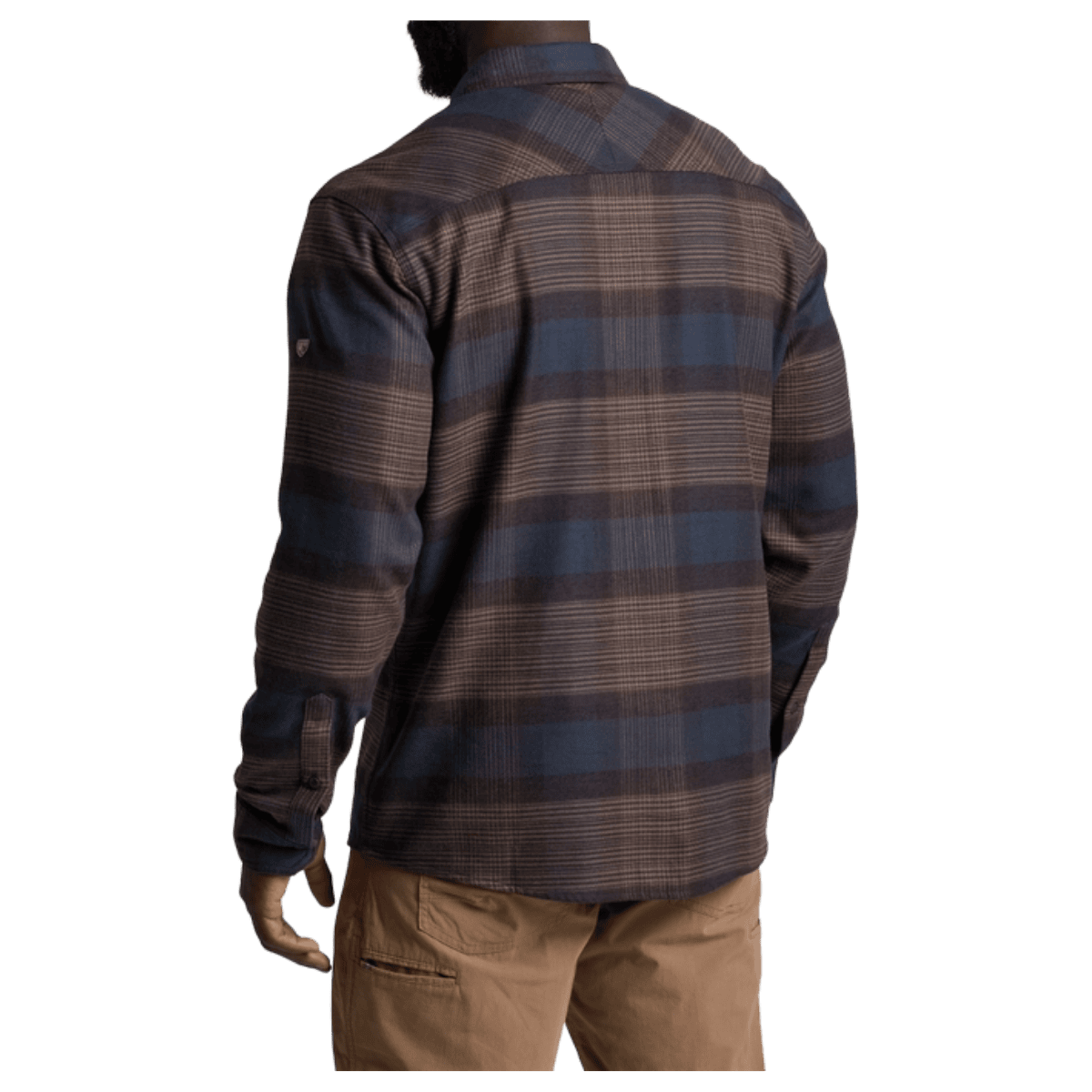 KUHL MEN'S RYDR FLANNEL LONG SLEEVE - DARK ROAST - BACK VIEW WW