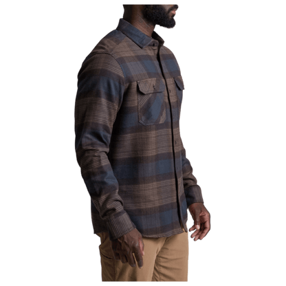 KUHL MEN'S RYDR FLANNEL LONG SLEEVE - DARK ROAST - SIDE VIEW WW