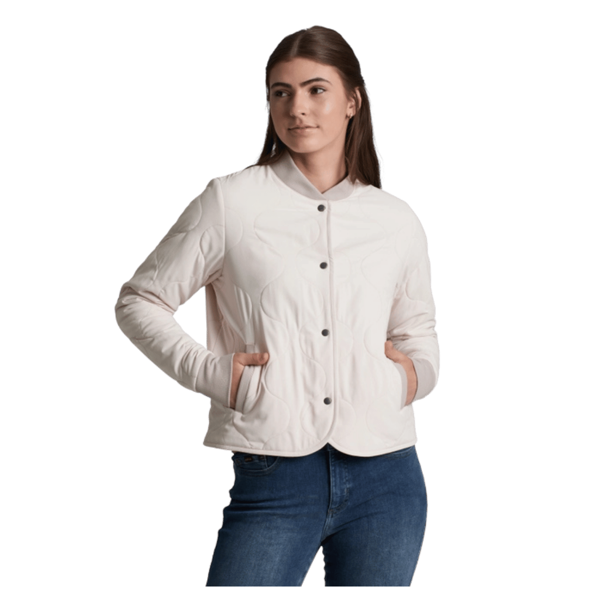 KUHL WOMEN'S SCOUT QUILTED JACKET - SEA SALT - FRONT VIEW