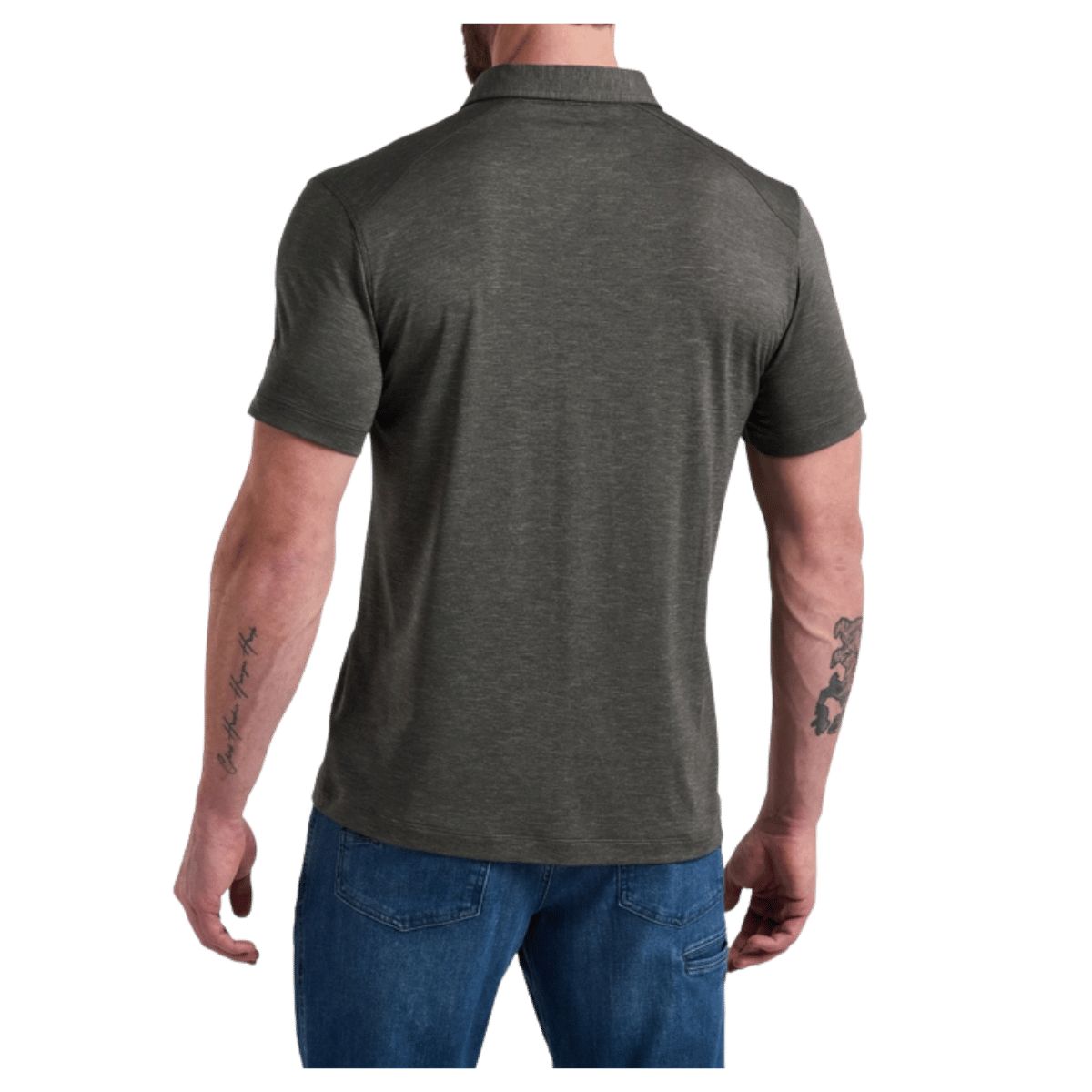 KUHL MEN'S SHADOW POLO SHIRT W/ UPF 50+ - STORM - BACK VIEW