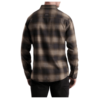 KUHL MEN'S LAW FLANNEL COTTON TENCEL LONG SLEEVE - DARK ROAST - BACK VIEW WW