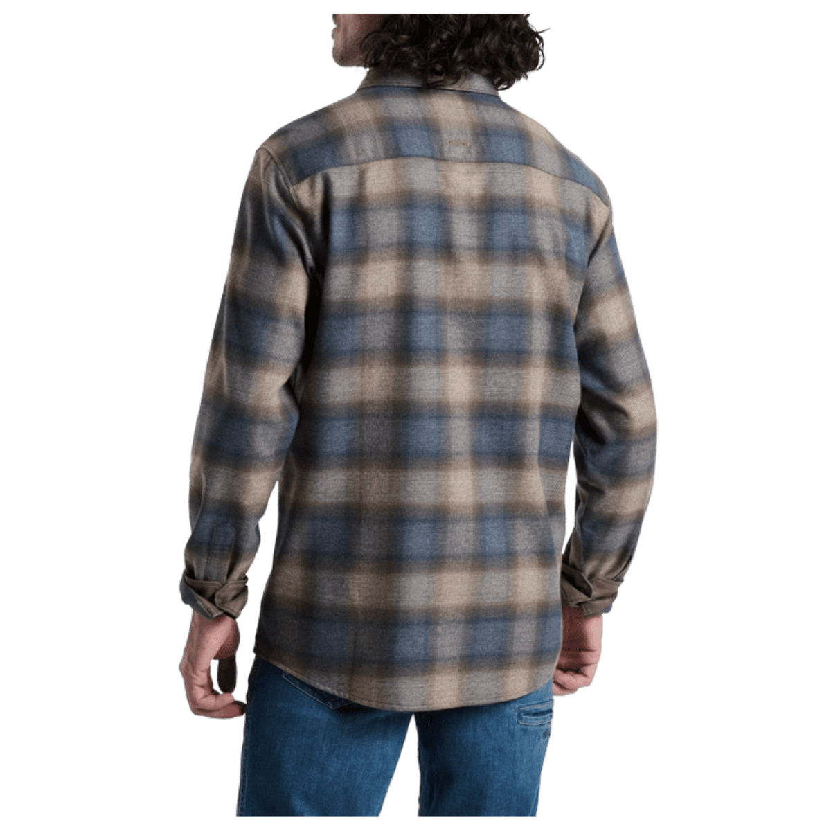 KUHL MEN'S LAW FLANNEL COTTON TENCEL LONG SLEEVE - MIDNIGHT TIMBER - BACK VIEW WW