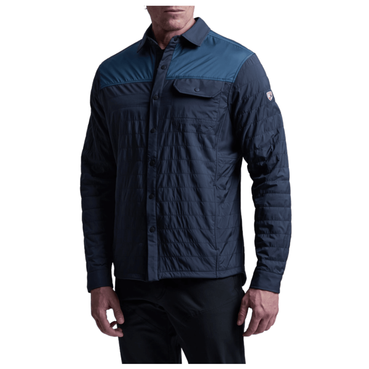 KUHL MEN'S THE ONE JAC SHIRT AERO KNIT - DARK STORM/MUTINY BLUE - FRONT VIEW