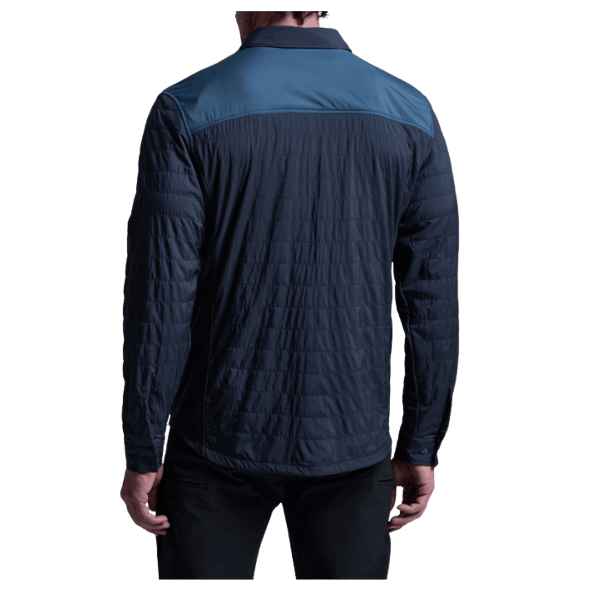 KUHL MEN'S THE ONE JAC SHIRT AERO KNIT - DARK STORM/MUTINY BLUE - BACK VIEW